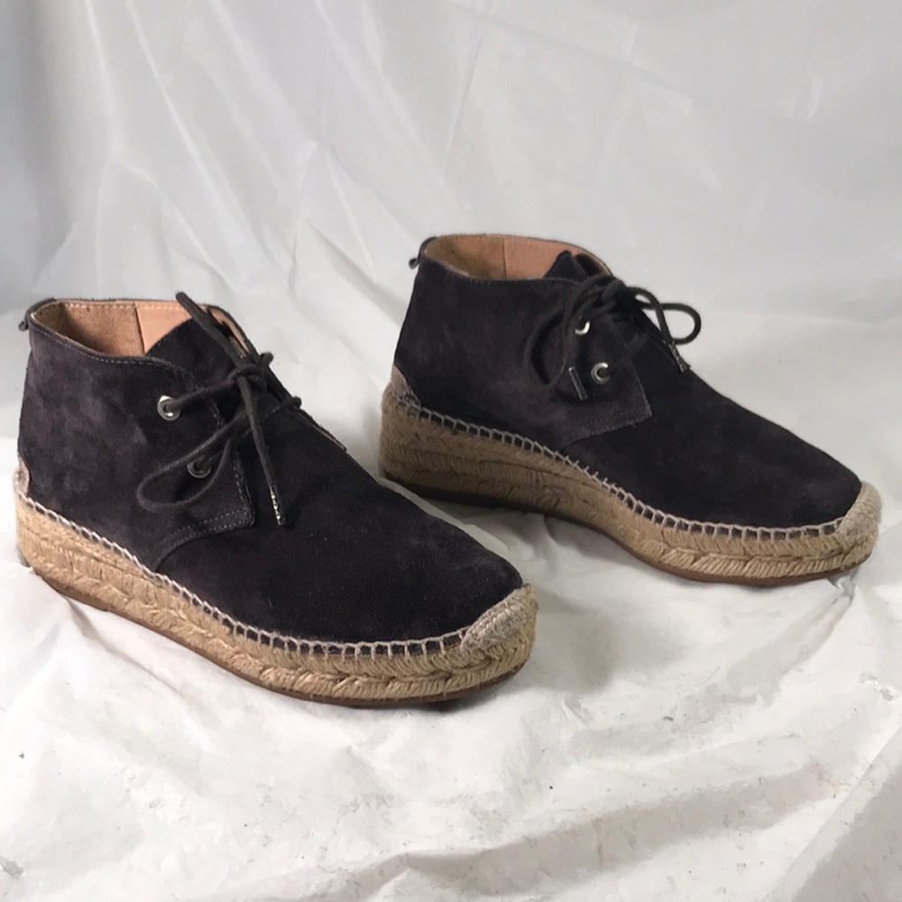 Rag & Bone New York Women’s Geneva Dark Brown Suede Platform Laced Espadrilles - Picture 1 of 10